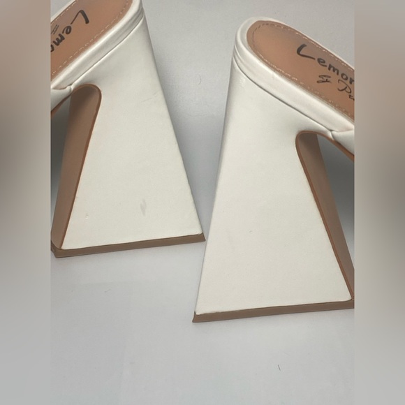 Lemon Drop White Platform Block Heel Mules - Picture 3 of 12